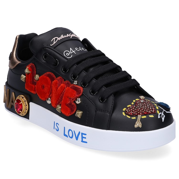 Designer pantofi tendințe adidași nituri negre patch-uri Dolce Gabanna