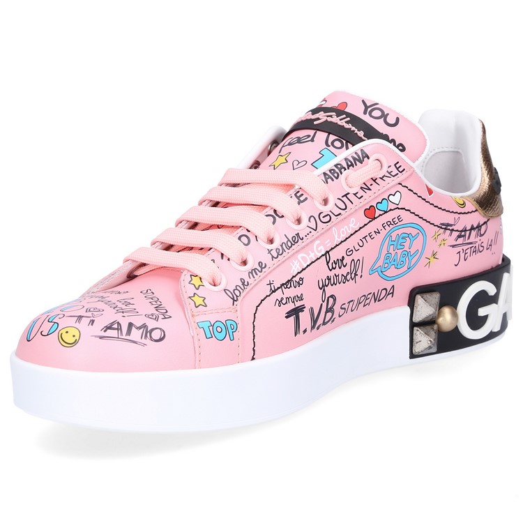 Tendințe de pantofi de designer Benzi desenate de adidași roz Dolce Gabanna