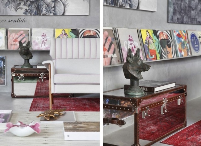 Husa canapea din stofa cadru lemn mobilier design cap de caine deko skulptur