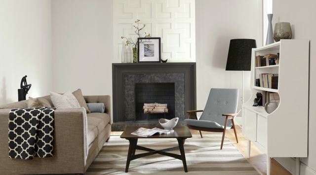 Idei de vopsea gri de cămăruță zid de cărămidă vopsea gri idei perete caramida sistem rafturi