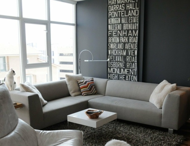 culori perete gri nuanță întunecată nuanță Culoare perete nuanță întunecată nuanță canapea