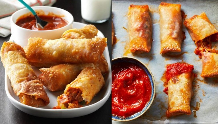 Rulourile de pizza se pot face din aluat de pizza sau aluat pentru rulouri de primăvară