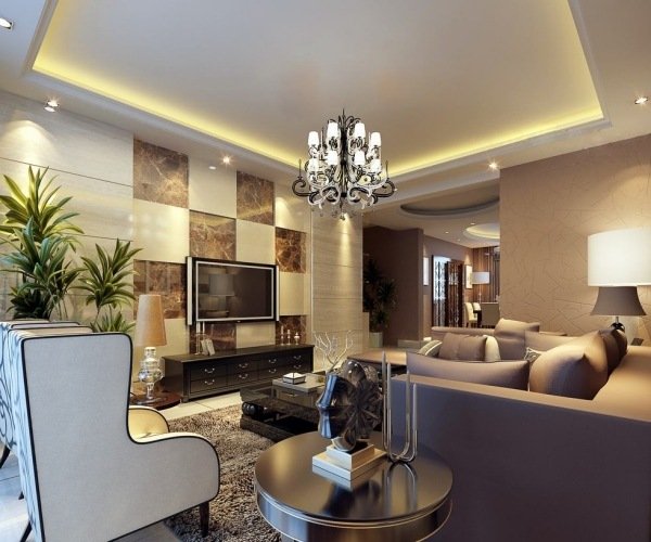 living modern tavan suspendat blaturi marmura tv