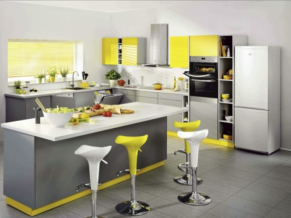 bucătărie modernă gri galbenă modern-gri-galben-bucatarie