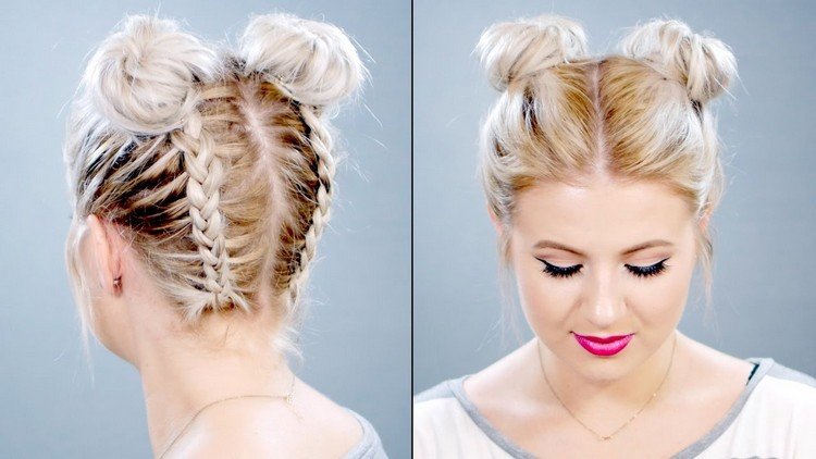 Hochstekcfrisuren cu Braids Bun Coafura Instrucțiuni Coafuri Two Buns
