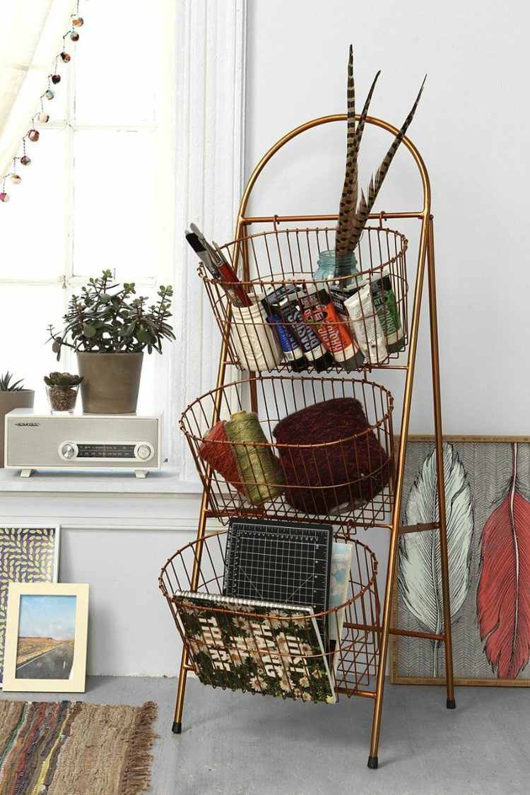 coșuri de sârmă-depozitare-metal-raft-pictură-ustensile-pensulă-vopsea