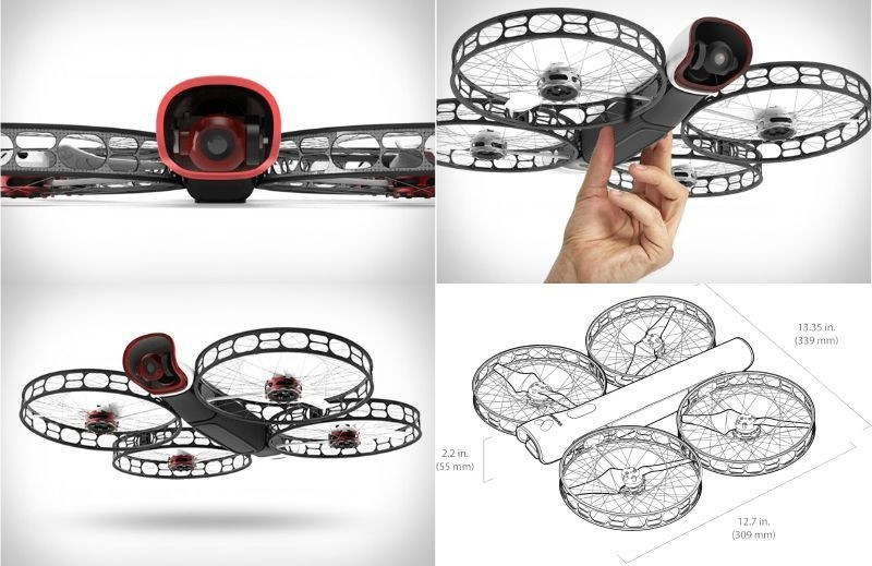 Drona cu aparat de fotografiat în negru cu patru elice Cameră-dron-ușor-transportată-cu-patru elice