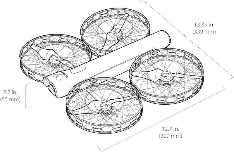 Dronă cu cameră - plan cu dimensiuni Dronă cu dimensiuni camere-mic-compact-practic