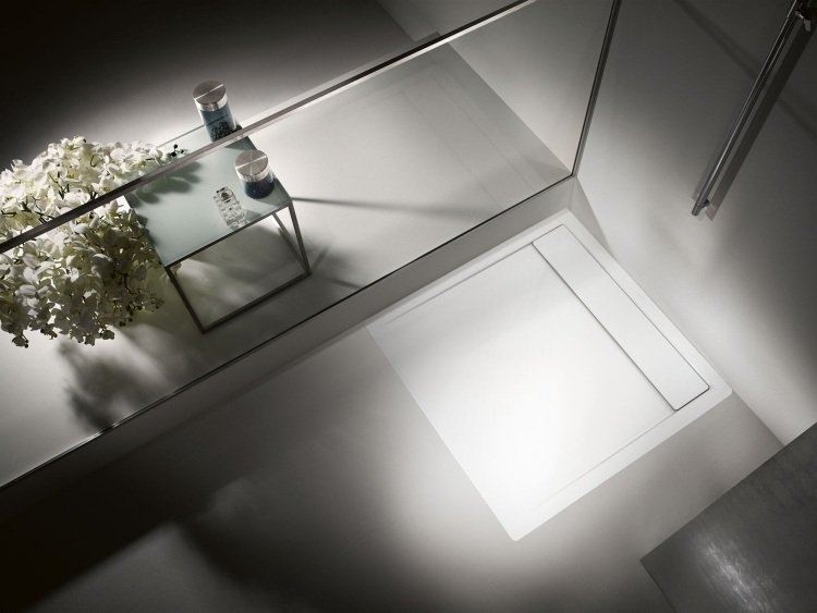 Cabină de duș-duș-cadă-pătrat-alb-extra-plat-gri-flori