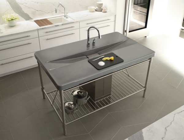 Chiuvetă integrată-insulă de bucătărie Design integrat pentru chiuvetă-insulă de bucătărie