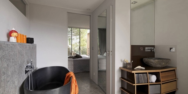 design baie cadă ovală neagră vanitate din lemn baie-design-negru-oval-cadă-cadă-lavoar-din-lemn