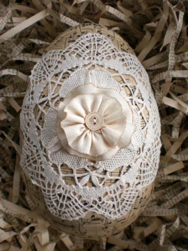 Dantelele de ouă de Paște decorează croșetat alb cu model floral decorați modelul floral floare de țesătură albă de croșetat