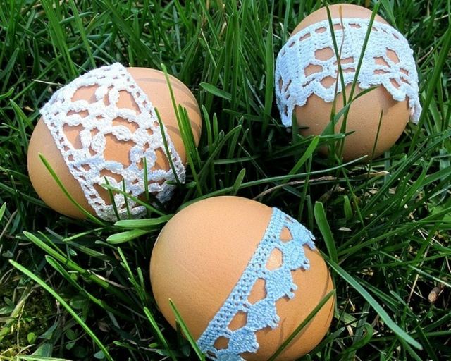 Ouă de Paște cu model de dantelă decorează aspectul naturii Modelul ouăle de Paște decorează autocolant cu aspect de natură