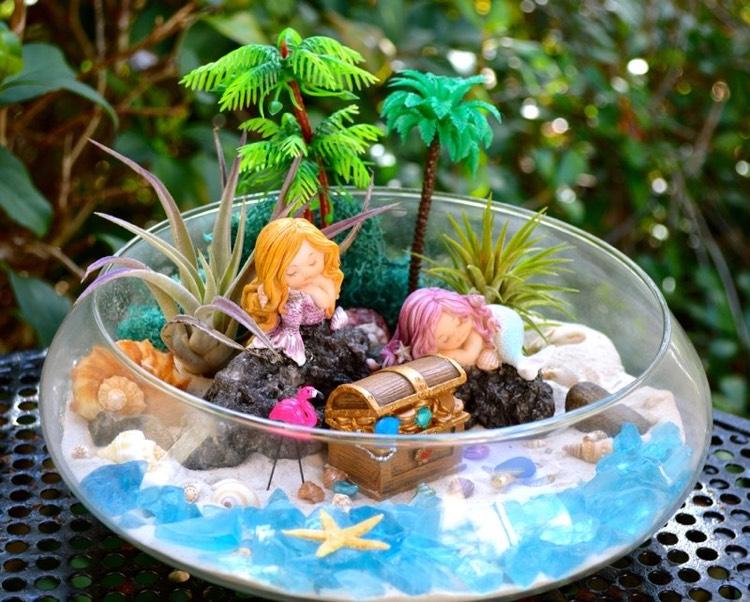 mini-gradina-sirena-sticla-aranjament-plaja-palmieri