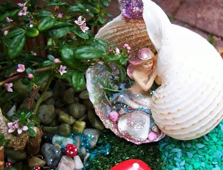 sirena-coajă-ascuns-mini-grădină-sclipici