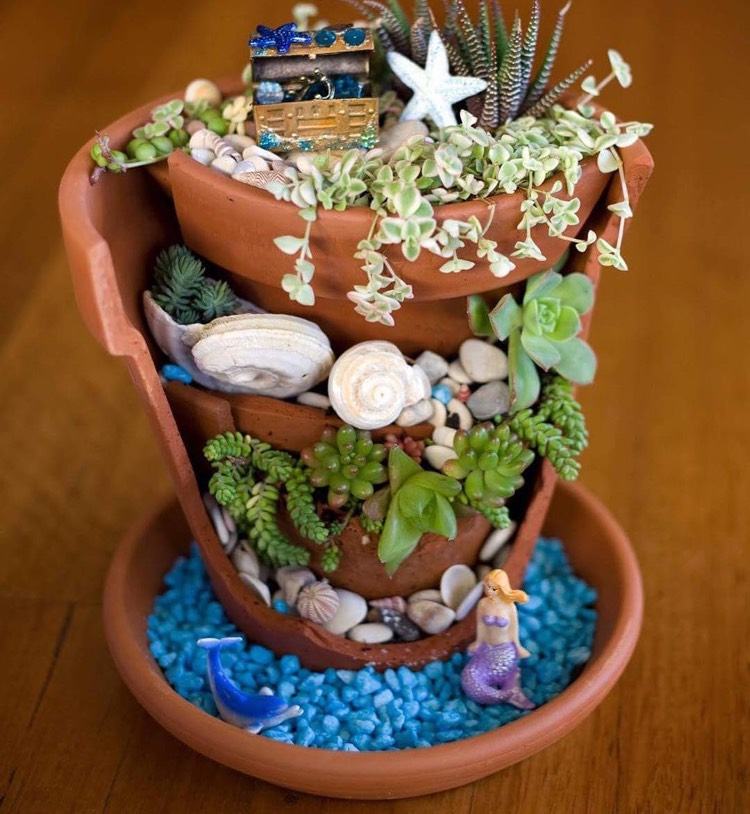 mini-gradina-sirena-teracota-ghivece-mai multe-nivele
