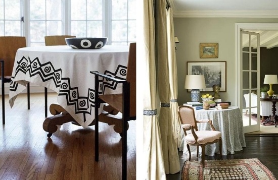Model geometric - feță de masă albă - Idei de decorare a apartamentului de toamnă