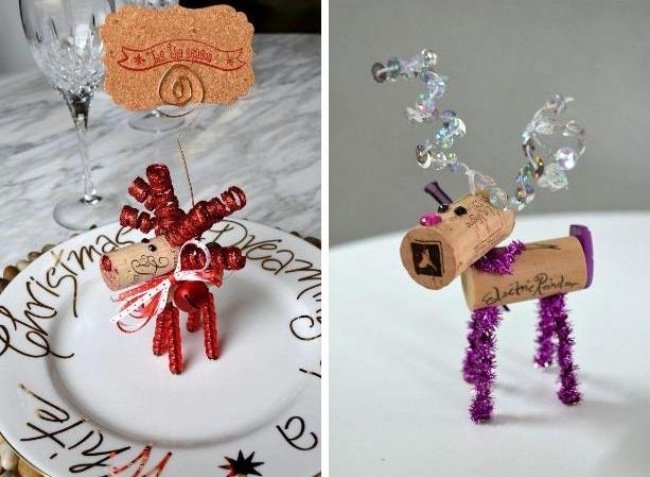 decorarea mesei-Crăciun-loc-carte-suport-plută-închideri-cerbi-reni