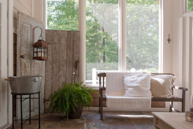 coridor stil rustic amenajare bancă rustică montați mobilier din fier de lanternă de bancă rustică