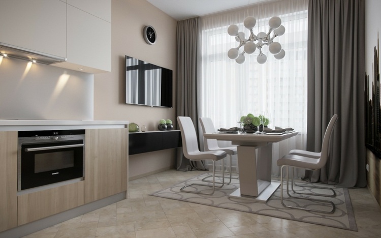 Mobilarea zonei de luat masa într-un stil modern și elegant camere mici amenajari idei soba bucatarie model covor perdele perdele