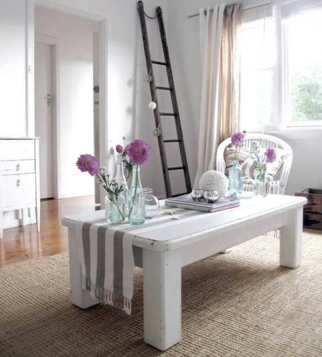 Mochetă de scară de masă de cameră shabby chic Scară de masă pentru sufragerie idei de țesături din mochetă de in