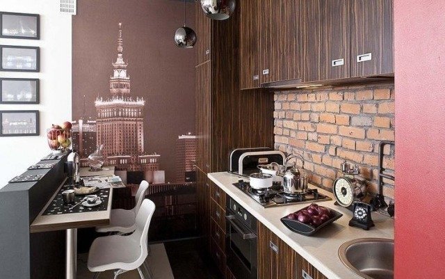idei de amenajare bucatarie mica apartament oras deco caramida lemn sfaturi de amenajare mici-bucătărie-idei-oraș-apartament-deco-lemn-cărămidă