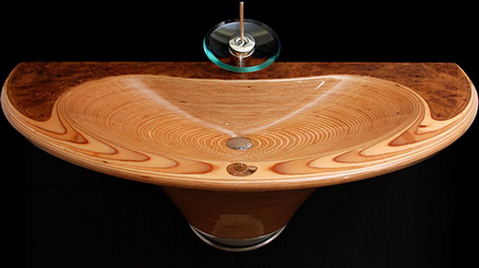 chiuvetă rotundă de design oval din lemn lavoar rotund de designer de formă ovală din lemn