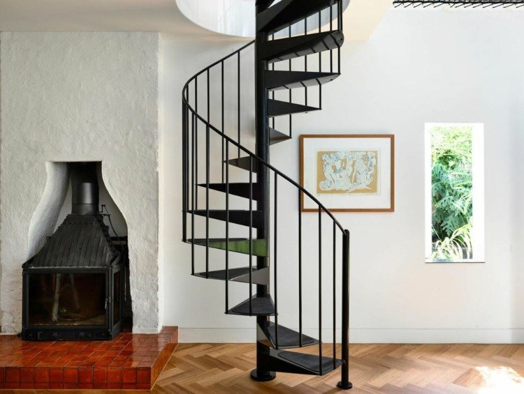 șemineu scară în spirală parchet pardoseală din fier ondulat casă casă unifamilială în melbourn