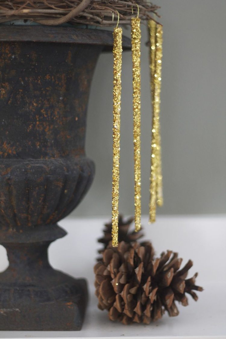 gheață tinker sclipici aur bețișoare decorațiuni de Crăciun DIY