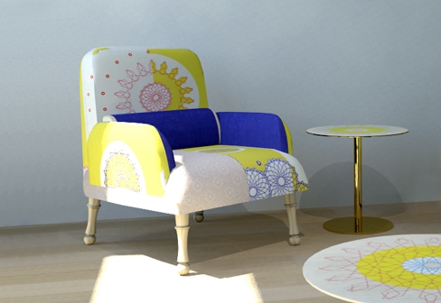 Mobilier de living eclectic de la Moroso - fotolii Fotoliu cu tapițerie colorată