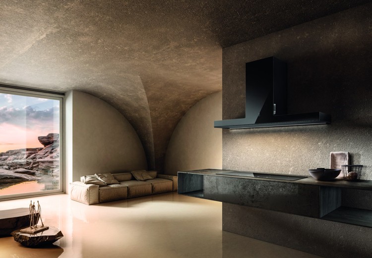 Hota extractora Elica noua montare pe perete seria Haiku neagra