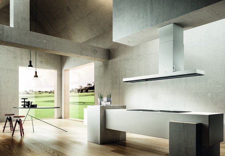 Elica capota extractor insulă bucătărie modernă-living plită mare