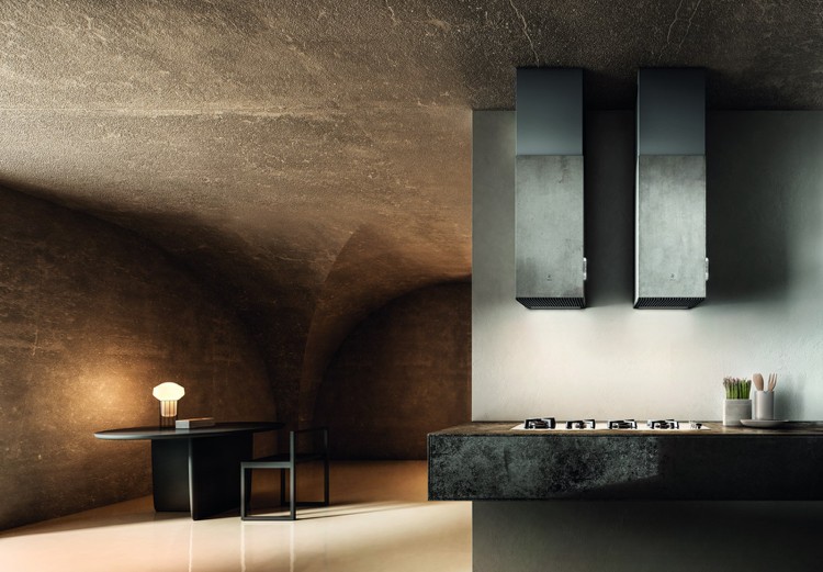 Hota extractoare Elica montată pe perete, aspect beton Haiku