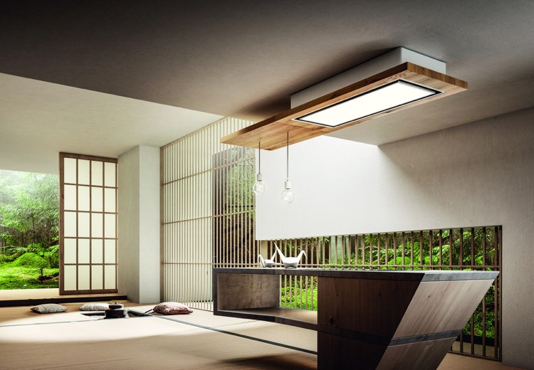 Hota aragazului cu lumina LED din lemn de design modern