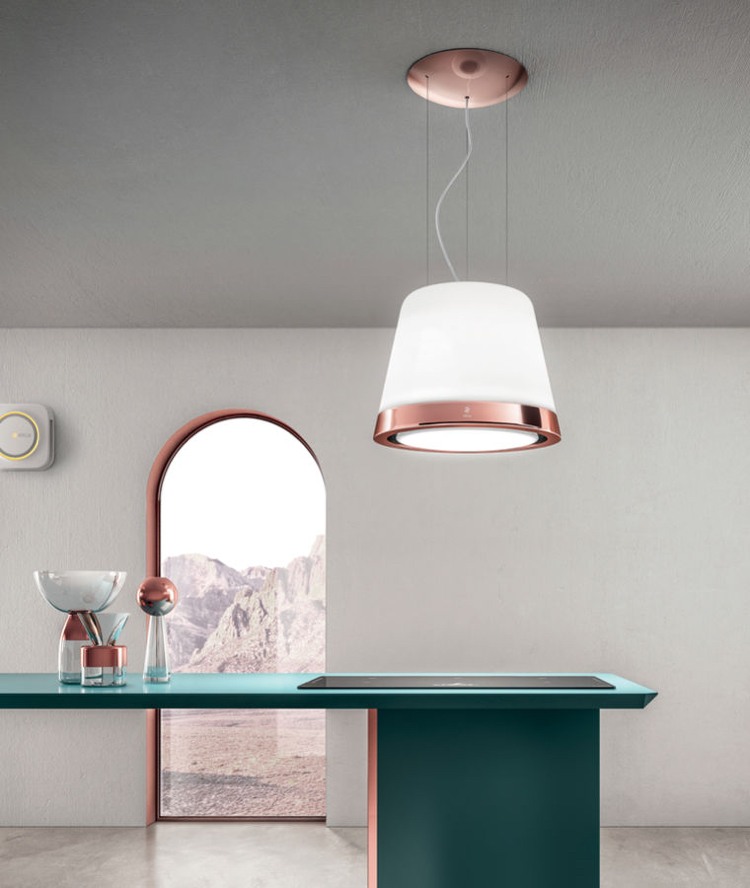 Hota extractiva Elica design modern sticla aspect cupru