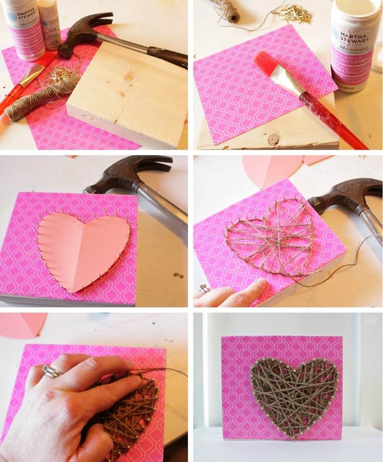 Tăiați inima cu fir de iută cu cablu de iută Înfășurați imagini cu unghii imagini cu unghii inima faceți-vă cadou fire de iută