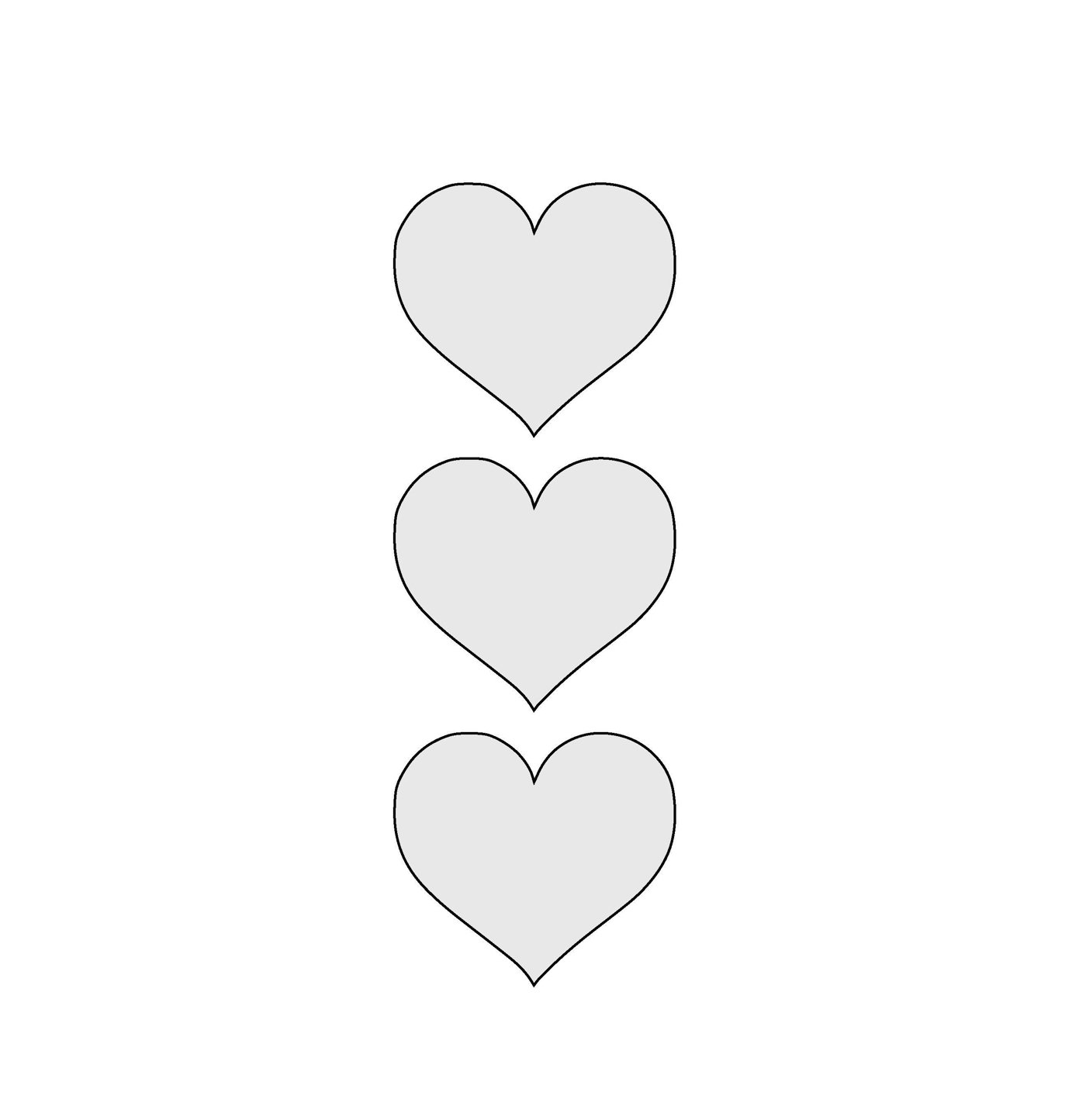 Fir șablon de artă trei inimi vertical