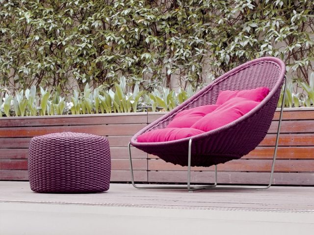 fotoliu de gradina tesut manual violet NIDO PAOLA LENTI fotoliu de gradina de designer tesut manual violet NIDO PAOLA LENTI