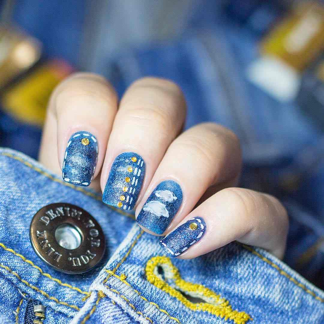 Idei festival unghii denim tendințe moda unghii femei