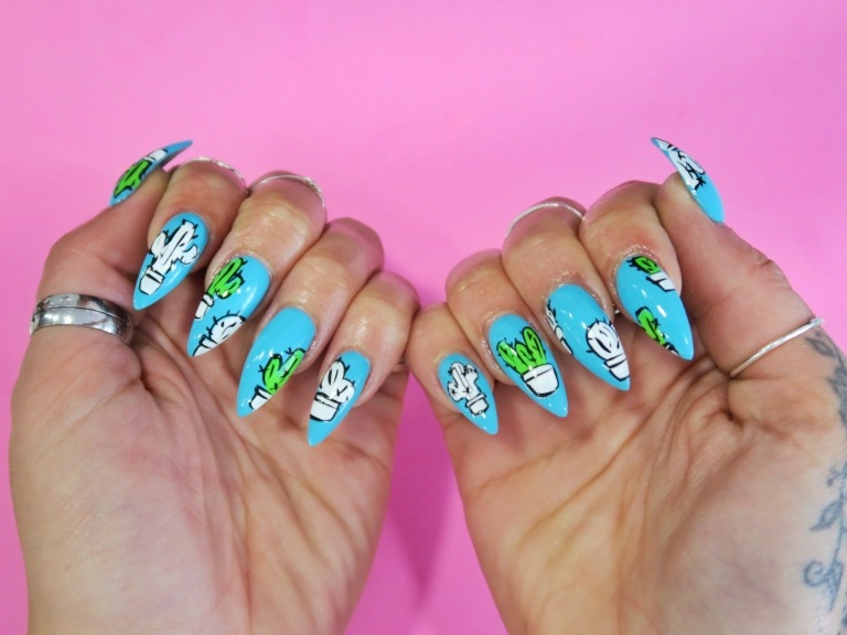 Festival unghii modele de unghii cactus albastru unghii stiletto formă de unghii tendințele modei