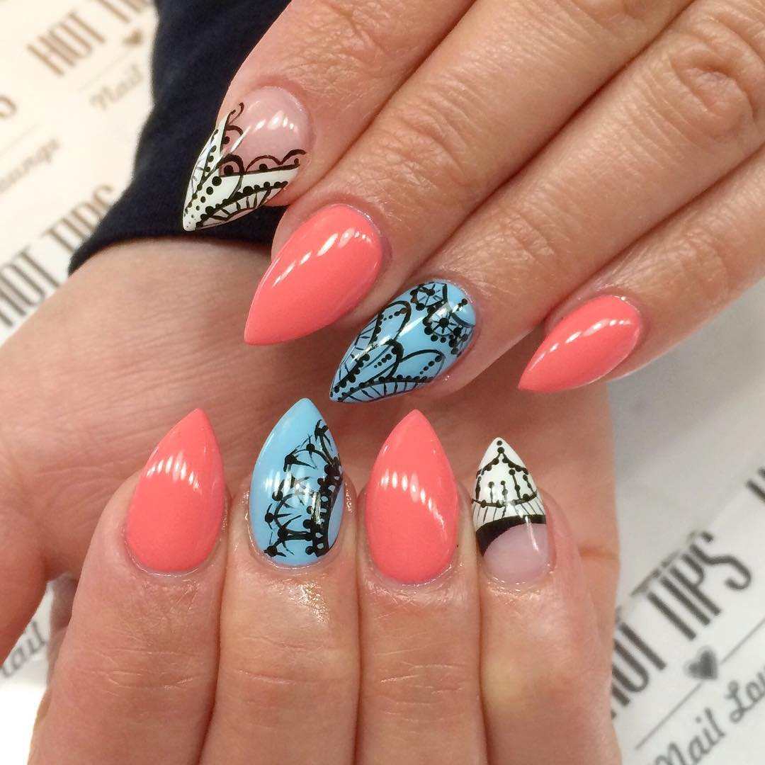 Festival unghii roată ferisă motiv mandala idei de proiectare unghii culoare coral ojă tendințele modei