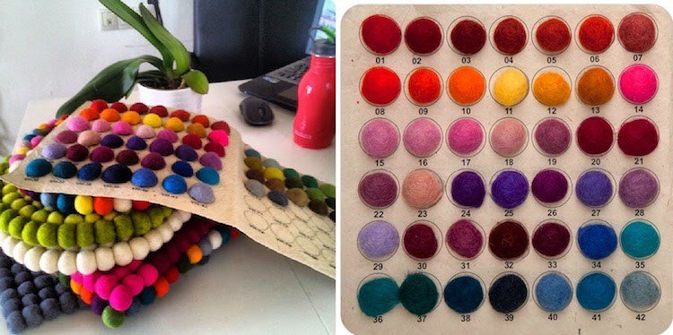 Covor cu bile din pâslă rotund-face-te-singur-cumpără-culori-selecție-cumpără