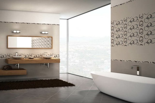 lumină naturală în gresie baie model de baie Perete de sticlă-în-baie-cu-figuri-simetrice