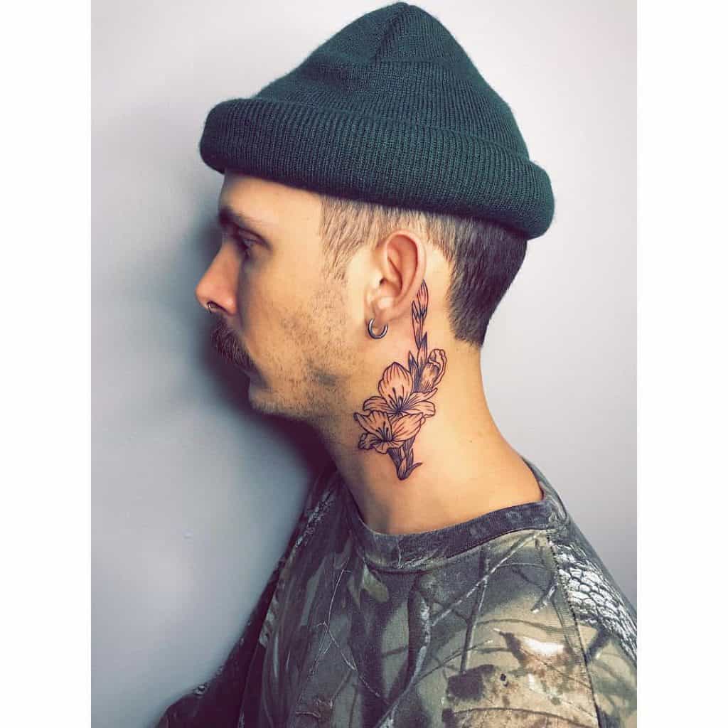 Gladiolių gėlių tatuiruotė 2