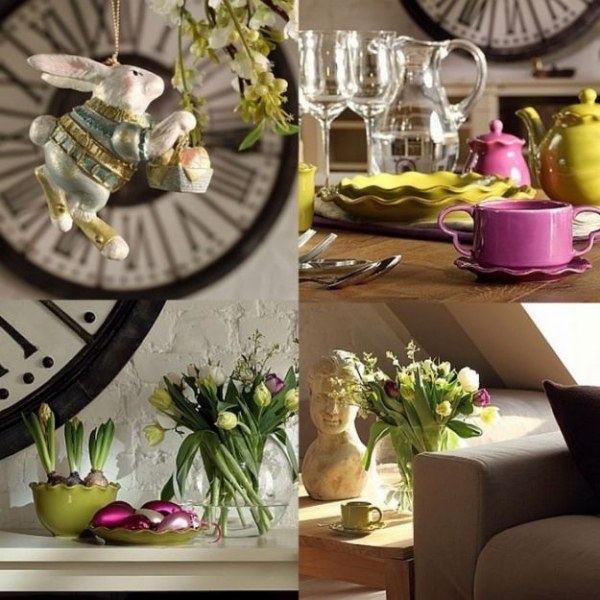 Idei de decorare primavara vase din portelan colorate lalele iepuri Decor primavara idei apartament vase porțelan colorat lalele iepuri