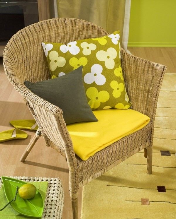 Decoratiuni primavara idei case mobilier iarbă verde răchită Idei de decorare primăvară iarbă mobilier răchită verde natură