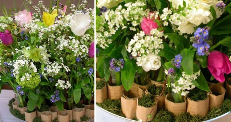 decor de primăvară-lalea-mușchi-carton-bază-rulou