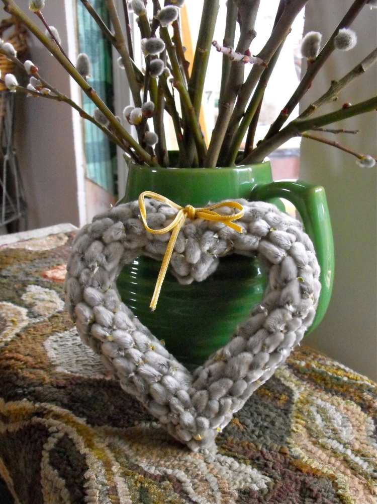 Acoperiți inima din poliuretan cu salcie decorare-primăvară-salcie-pisică-polistiren-spumă-formă-de-inimă-lipici