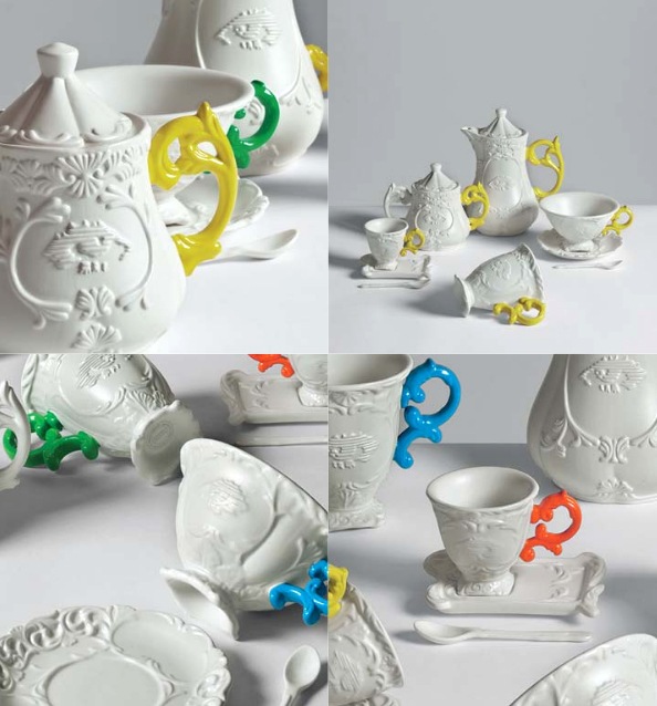 set de ceai i-wares seletti pictate colorat mânere decorațiuni set de ceai din portelan i-wares seletti manere pictate colorat decoratiuni