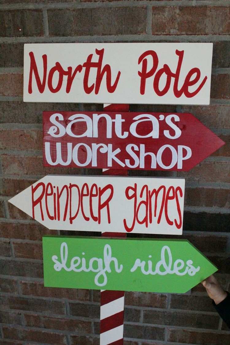 idee interesantă pentru semnul de direcție ca decor de Crăciun Decorațiuni de grădină din lemn semn de direcție idee de Crăciun